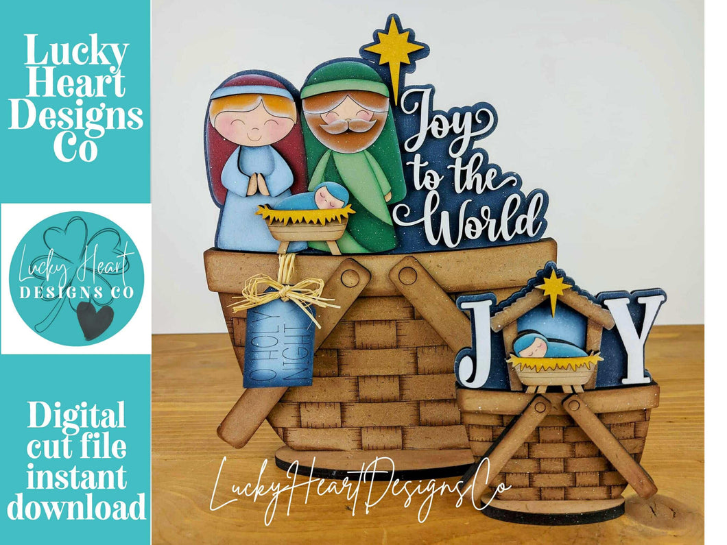 Nativity Christmas Figures For The Flower Basket Interchangeable File SVG, TINY, Jesus Joy, Tiered Tray, Glowforge, LuckyHeartDesignsCo