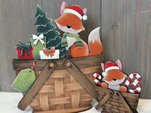 Load image into Gallery viewer, Fox Christmas For The Flower Basket Interchangeable File SVG, TINY Santa Candy Cane Presents Tiered Tray, Glowforge, LuckyHeartDesignsCo
