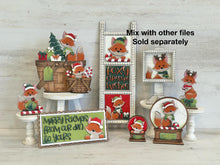 Load image into Gallery viewer, Fox Christmas For The Flower Basket Interchangeable File SVG, TINY Santa Candy Cane Presents Tiered Tray, Glowforge, LuckyHeartDesignsCo
