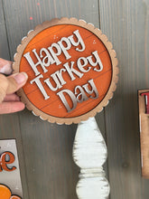 Load image into Gallery viewer, Turkey Thanksgiving Pedestal Spindle Slide On Seasonal Set Interchangeable File SVG, Home, Gobble, Fall Decor Glowforge, LuckyHeartDesignsCo
