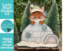 Load image into Gallery viewer, Fox Igloo Winter Standing Set File SVG, Elf, Christmas, Santa, Holiday, Tree, Woodland, Tiered Tray Glowforge, LuckyHeartDesignsCo
