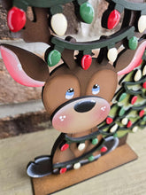 Load image into Gallery viewer, Reindeer Lights Christmas Standing Sign File SVG, Santa, Tree, Mantle decor Christmas, Rudolph Centerpiece, glowforge, LuckyHeartDesignsCo
