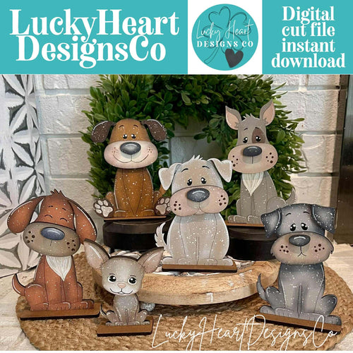 Dog Puppy Standing Set File SVG, Chihuahua Tiered Tray Glowforge, LuckyHeartDesignsCo