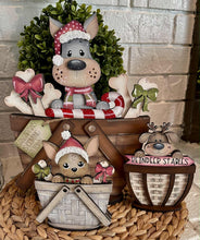 Load image into Gallery viewer, Dog Christmas For The Flower Basket Interchangeable File SVG TINY Puppy Santa Candy Cane Presents Tiered Tray Glowforge, LuckyHeartDesignsCo
