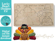 Load image into Gallery viewer, Cute Turkey Pop Out Craft Kit File SVG, Thanksgiving, Pilgram, DIY, Fall, Gobble, Glowforge, LuckyHeartDesignsCo
