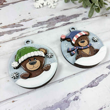 Load image into Gallery viewer, Bear Winter Christmas Ornament File SVG, Holiday, craft, Polar, snowflake, Snow, Glowforge, LuckyHeartDesignsCo
