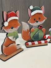 Load image into Gallery viewer, Fox Cute Christmas Standing Set File SVG, Elf, Sweater, Santa, Holiday, Tree, Ornament, Woodland, Tiered Tray Glowforge, LuckyHeartDesignsCo

