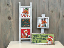Load image into Gallery viewer, Fox Cute Christmas Interchangeable Leaning Sign File SVG, glowforge Santa, Woodland Reindeer, Elf, Tiered Tray, LuckyHeartDesignsCo
