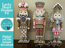 Load image into Gallery viewer, Gingerbread Christmas Nutcracker File SVG, Countdown, Man, House, Tiered Tray, Glowforge Santa, Rudolph, Elf, Holiday, LuckyHeartDesignsCo

