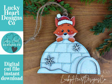 Load image into Gallery viewer, Fox Igloo Winter Ornament File SVG, Christmas, Santa, Holiday, Tree, Woodland, Tiered Tray Glowforge, LuckyHeartDesignsCo
