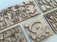 Load image into Gallery viewer, Snowman Valentines Day Interchangeable Leaning Sign File SVG, Love, Snowmen, Winter, Heart, Tiered Tray Glowforge, LuckyHeartDesignsCo
