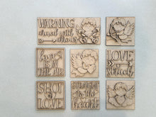 Load image into Gallery viewer, Cupid Valentine's Day Interchangeable Leaning Sign File SVG, Glowforge Tiered Tray, Love, Arrow, Heart, Cute, LuckyHeartDesignsCo
