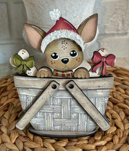 Load image into Gallery viewer, Dog Christmas For The Flower Basket Interchangeable File SVG TINY Puppy Santa Candy Cane Presents Tiered Tray Glowforge, LuckyHeartDesignsCo
