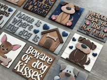 Load image into Gallery viewer, Dog Home Interchangeable Leaning Sign File SVG, Puppy Tiered Tray Glowforge, Chihuahua, Lab, LuckyHeartDesignsCo
