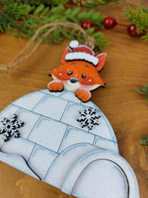 Load image into Gallery viewer, Fox Igloo Winter Ornament File SVG, Christmas, Santa, Holiday, Tree, Woodland, Tiered Tray Glowforge, LuckyHeartDesignsCo
