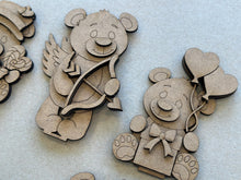 Load image into Gallery viewer, Bear Valentines Day Standing File SVG, Balloon, Love, Heart, Mailbox, Chocolate, Farm, Cupid, Tiered Tray Glowforge LuckyHeartDesignsCo
