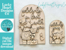 Load image into Gallery viewer, Highland Valentine Tall Arch Sign Interchangeable File SVG, TINY, INSERT only, Cow, Glowforge, Holiday, Tiered Tray LuckyHeartDesignsCo
