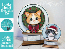 Load image into Gallery viewer, Cat Christmas Snow Globe Interchangeable File SVG, TINY, Kitten, Reindeer, Rudolph, Glowforge, Santa, Tiered Tray LuckyHeartDesignsCo
