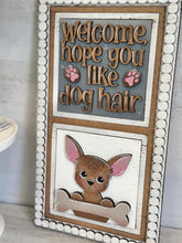 Load image into Gallery viewer, Dog Home Interchangeable Leaning Sign File SVG, Puppy Tiered Tray Glowforge, Chihuahua, Lab, LuckyHeartDesignsCo
