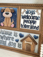 Load image into Gallery viewer, Dog Home Interchangeable Leaning Sign File SVG, Puppy Tiered Tray Glowforge, Chihuahua, Lab, LuckyHeartDesignsCo

