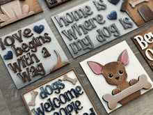 Load image into Gallery viewer, Dog Home Interchangeable Leaning Sign File SVG, Puppy Tiered Tray Glowforge, Chihuahua, Lab, LuckyHeartDesignsCo
