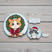 Load image into Gallery viewer, Cat Christmas Snow Globe Interchangeable File SVG, TINY, Kitten, Reindeer, Rudolph, Glowforge, Santa, Tiered Tray LuckyHeartDesignsCo
