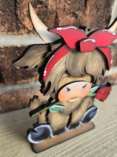 Load image into Gallery viewer, Highland Rose Valentine Standing Cow File SVG, Love, Heart, Farm, Tiered Tray Glowforge LuckyHeartDesignsCo
