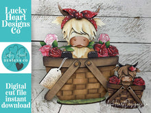Load image into Gallery viewer, Highland Rose Valentine For The Flower Basket Interchangeable File SVG, TINY Flower, Love, Floral Tiered Tray Glowforge LuckyHeartDesignsCo
