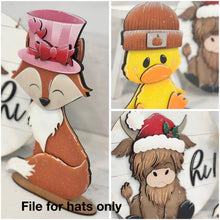 Load image into Gallery viewer, New Animal Hats Interchangeable File SVG, add on Seasonal sign Holiday Highland Christmas, Halloween, Fall, Glowforge, LuckyHeartDesignsCo
