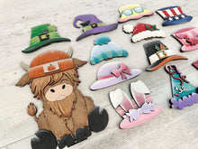 Load image into Gallery viewer, New Animal Hats Interchangeable File SVG, add on Seasonal sign Holiday Highland Christmas, Halloween, Fall, Glowforge, LuckyHeartDesignsCo
