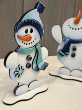 Load image into Gallery viewer, Snowman Chubby Feet Winter Standing File SVG, Glowforge, Skiing, Hot Cocoa, Chocolate Snowmen, Winter Tiered Tray LuckyHeartDesignsCo
