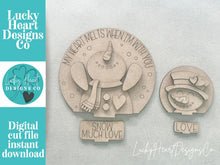 Load image into Gallery viewer, Snowman Valentines Love Snow Globe Interchangeable File SVG, TINY, Glowforge, Frosty. Snowmen, Heart, Tiered Tray LuckyHeartDesignsCo
