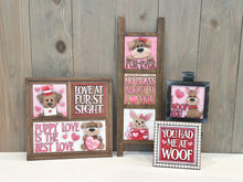 Load image into Gallery viewer, Dog Valentine's Day Interchangeable Leaning Sign File SVG, Glowforge Tiered Tray, Love, Arrow, Heart, Puppy Cute, LuckyHeartDesignsCo
