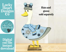Load image into Gallery viewer, Goose Winter Animal Hats Interchangeable Outfit File SVG, Duck, Snowman, Snowflake, Seasonal, Holiday, Glowforge, LuckyHeartDesignsCo

