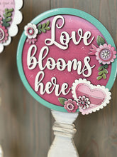 Load image into Gallery viewer, Love Chunky Floral Valentines Pedestal Spindle Slide On Seasonal Set Interchangeable File SVG, Home, Decor Glowforge, LuckyHeartDesignsCo
