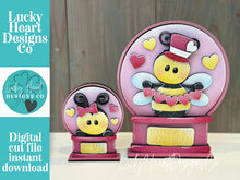 Load image into Gallery viewer, Bee Valentine Buzz Snow Globe Interchangeable File SVG, TINY, Bumble, Glowforge, Love, Heart, Tiered Tray LuckyHeartDesignsCo
