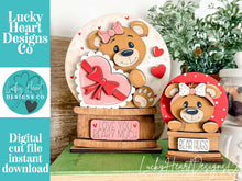 Load image into Gallery viewer, Bear Valentine Snow Globe Interchangeable File SVG, TINY, Woodland, Glowforge, Love, Heart, Tiered Tray LuckyHeartDesignsCo
