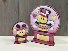 Load image into Gallery viewer, Bee Valentine Buzz Snow Globe Interchangeable File SVG, TINY, Bumble, Glowforge, Love, Heart, Tiered Tray LuckyHeartDesignsCo
