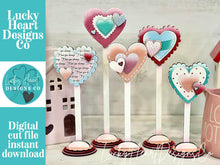 Load image into Gallery viewer, Tall Hearts On Stands File SVG, Valentines, Love, Floral, Flower, Flower, Holiday Decor Glowforge, LuckyHeartDesignsCo

