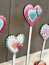 Load image into Gallery viewer, Tall Hearts On Stands File SVG, Valentines, Love, Floral, Flower, Flower, Holiday Decor Glowforge, LuckyHeartDesignsCo
