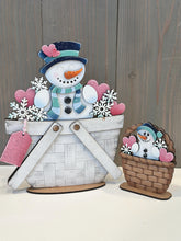 Load image into Gallery viewer, Snowman Valentine For The Flower Basket Interchangeable File SVG, TINY Winter, Snowflake Frosty Tiered Tray, Glowforge, LuckyHeartDesignsCo
