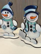 Load image into Gallery viewer, Snowman Chubby Feet Winter Standing File SVG, Glowforge, Skiing, Hot Cocoa, Chocolate Snowmen, Winter Tiered Tray LuckyHeartDesignsCo
