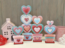 Load image into Gallery viewer, Stacking Chunky Hearts Standing Valentines File SVG, Glowforge, Love, Flower Pot, LuckyHeartDesignsCo
