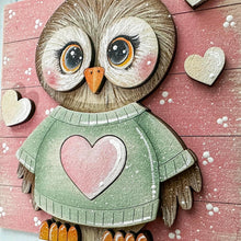 Load image into Gallery viewer, Owl Valentine Love Interchangeable Leaning Sign File SVG, Glowforge Tiered Tray, Bird, Love, Heart, LuckyHeartDesignsCo
