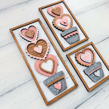 Load image into Gallery viewer, Stacking Chunky Heart Valentines Sign Trio File SVG, Glowforge, Plant, Pot, Love, Hearts, Valentine, LuckyHeartDesignsCo
