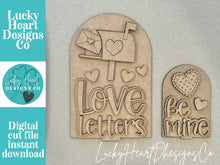 Load image into Gallery viewer, Love Letters Valentine Tall Arch Sign Interchangeable File SVG, TINY, INSERT only, Heart Glowforge, Holiday, Tiered Tray LuckyHeartDesignsCo
