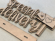 Load image into Gallery viewer, Special Delivery Valentine Shelf Sitter Standing Sign File SVG, Heart, Mailbox Mantle decor, Centerpiece, glowforge, LuckyHeartDesignsCo
