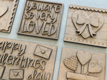 Load image into Gallery viewer, Valentine Heart Interchangeable Leaning Sign File SVG, Glowforge Tiered Tray, Love, Valentine's Day, LuckyHeartDesignsCo
