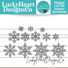 Load image into Gallery viewer, Snowflake File SVG, Glowforge, Winter, Snow, Embellishment, Tiered Tray LuckyHeartDesignsCo
