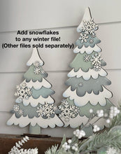 Load image into Gallery viewer, Snowflake File SVG, Glowforge, Winter, Snow, Embellishment, Tiered Tray LuckyHeartDesignsCo
